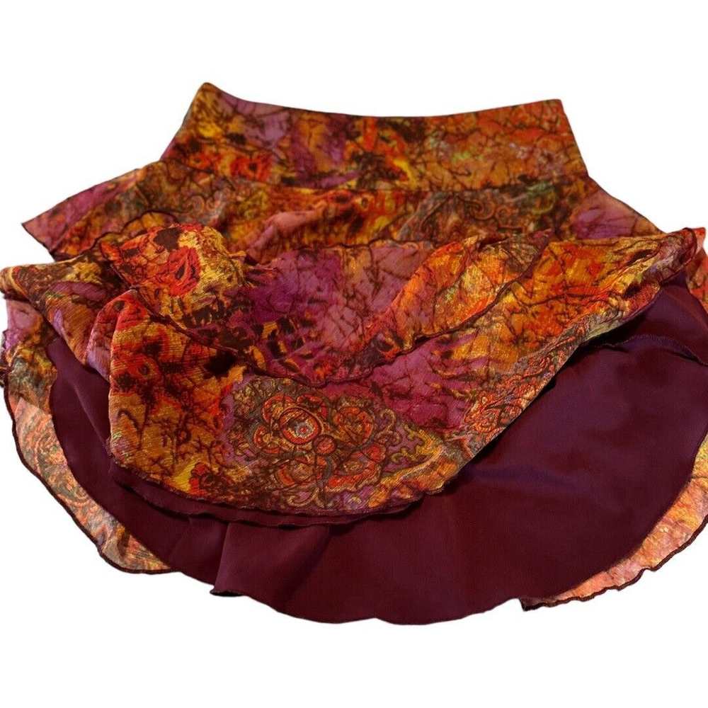 Sahalie 3 Tiers Layered Lined Ruffle Skirt Womens 4 Multicolor Zipper Fall Color - Picture 3 of 11